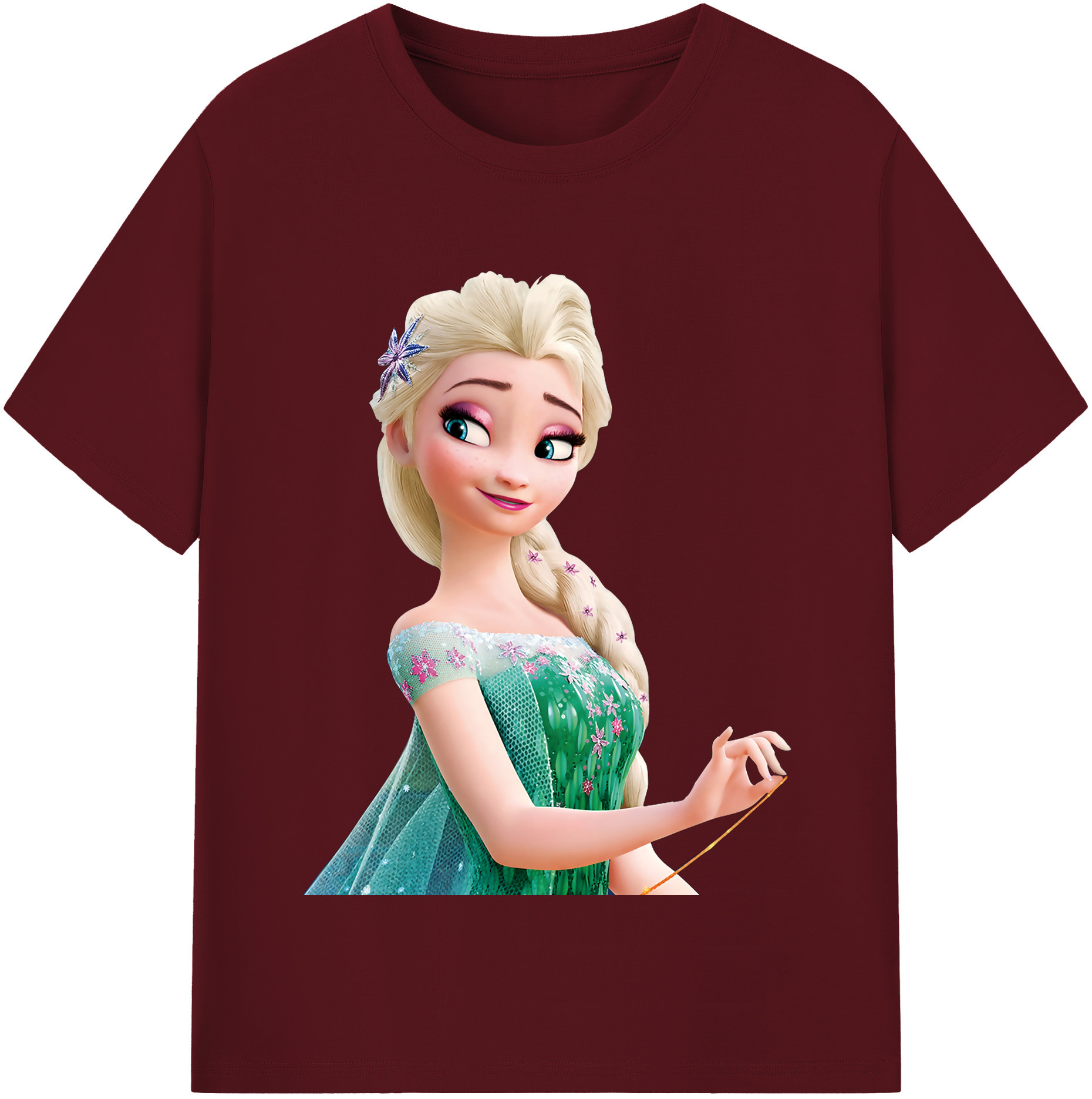 （画像用） アナと雪の女王 アンナ エルサ Frozen Anna Elsa 綿100％半袖Tシャツ（フロントプリント）